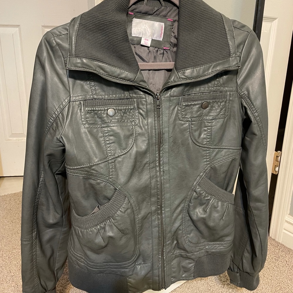 Xhilaration Gray Faux Leather Jacket Medium